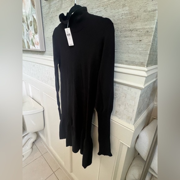 NWT new small Anthropologie sundays Andes sweater dress black mock neck ruffle - Picture 10 of 14